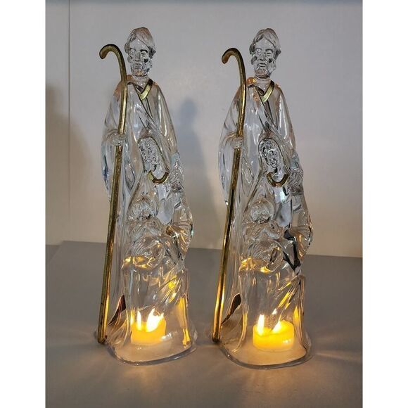Vintage 2PC Holy Family 11" Acrylic Figurines - Picture 4 of 5